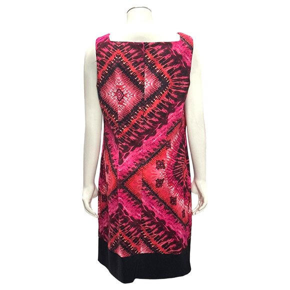 AB Studio Bold Pink Diamond Sheath Dress Size 12 Retro Style Sleeveless Geometri - Picture 4 of 13